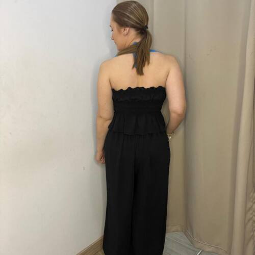 CONJ.2P TOP PANTALON BOMBACHO NEGRO
