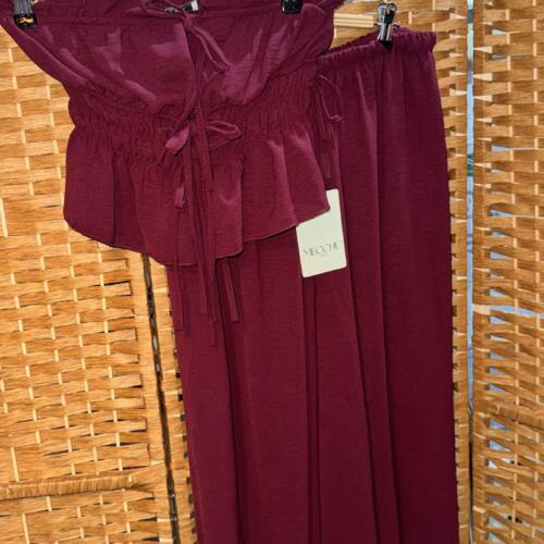 CONJ.2P TOP PANTALON BOMBACHO BURDEOS