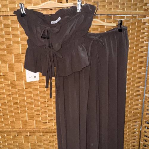 CONJ.2P TOP PANTALON BOMBACHO MARRON
