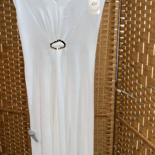 vestido broche dorado blanco
