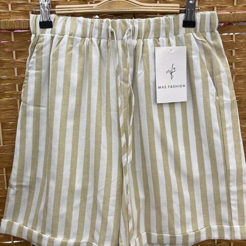 PANTALON RAYAS BEIG CORTOS